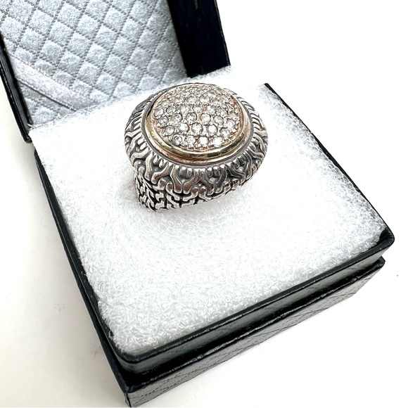 NATURAL DIAMOND & 925 STERLING SILVER UNISEX STATMENT RING JEWELRY